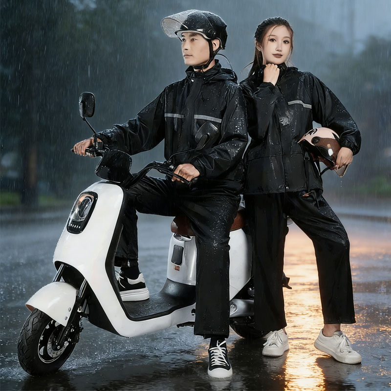 Motorcycle Gear Full Suit - Kompletny ochronny kombinezon przeciwdeszczowy z odblaskami,
