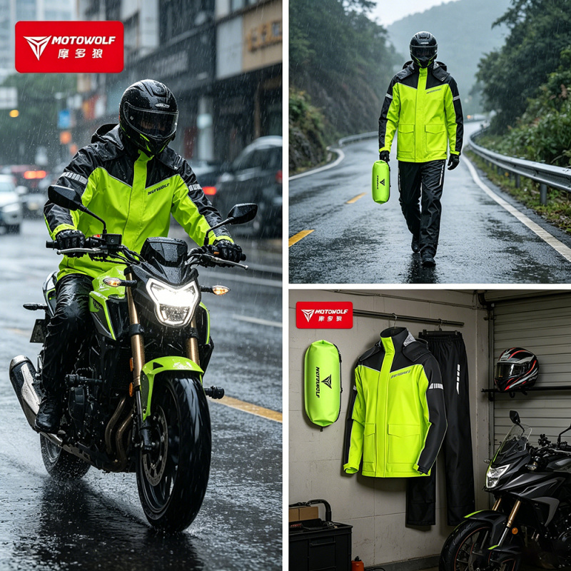 Motorcycle Gear Rain - Akcesoria motocyklowe MOTOWOLF: Wodoodporny kombinezon przeciwdeszczowy,
