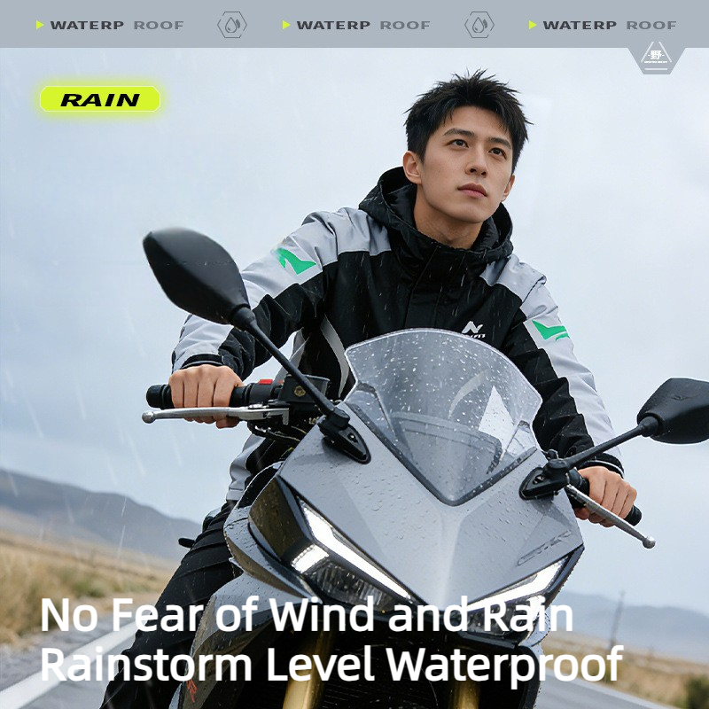 Motorcycle Gear Rain - Męski kombinezon motocyklowy przeciwdeszczowy, wodoodporny, odblaskowy,